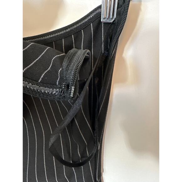 Superdown Kristina Jumpsuit in Black White Pinstripes Size M Mob Wife Strapless - Picture 5 of 15